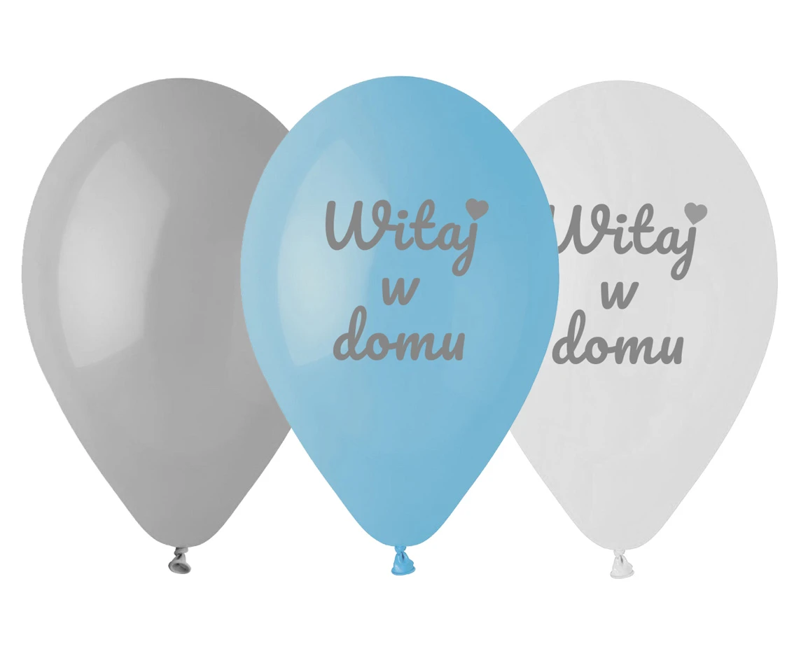 Balony Gemar 12", pastel premium "Witaj w domu", niebieskie, 6szt.
