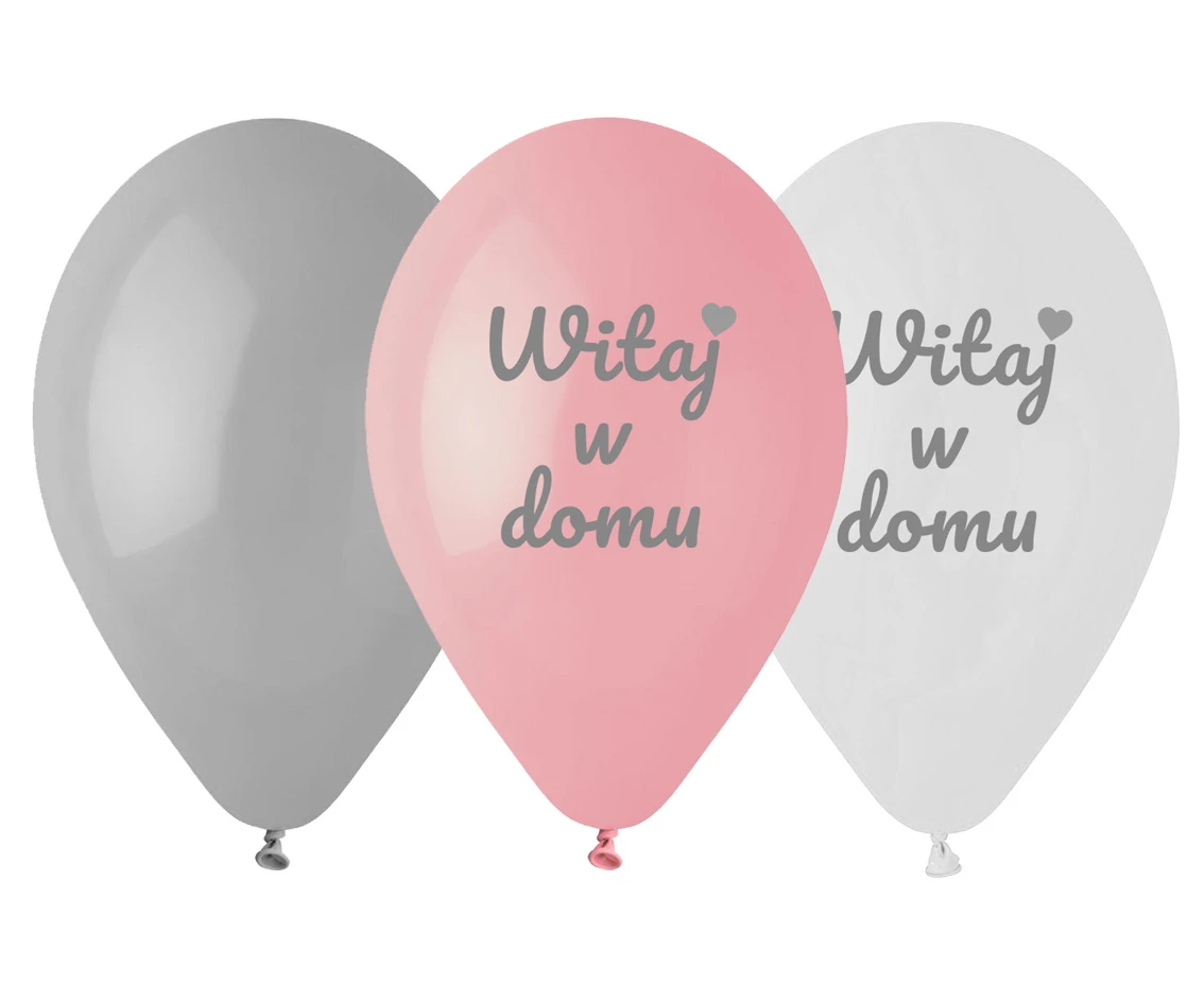 Balony Gemar 12", pastel premium "Witaj w domu", różowe, 6szt.