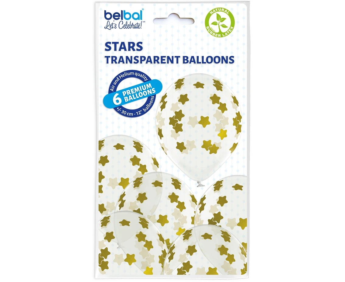 Balony Belbal 12", D11, gwiazdki, 6szt.