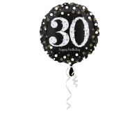 Balon foliowy 18" Sparkling Birthday 30 okrągły, 43 cm, zapakowany KK
