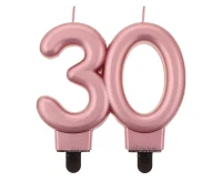 Świeczka B&C cyferka, 30, metalik różowo-złota, 8 cm
