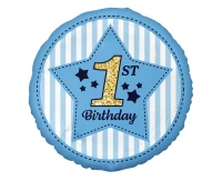 Balon foliowy 1st Birthday, niebieski, 18 cali KK
