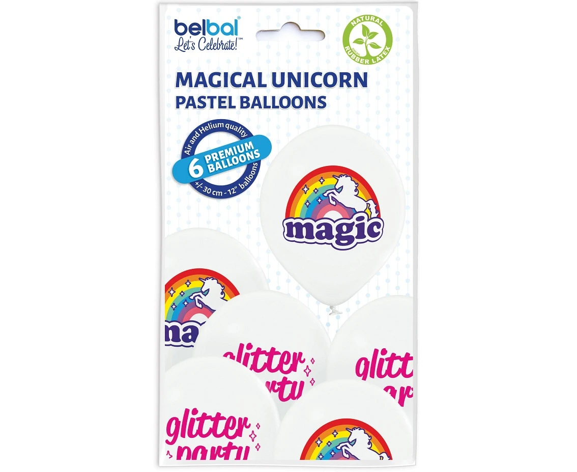Balony Belbal 12", D11, magiczny jednorożec, 6szt. KK