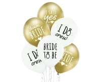 Balony Belbal 12", D11, bride to be biało-złote, 6szt.
