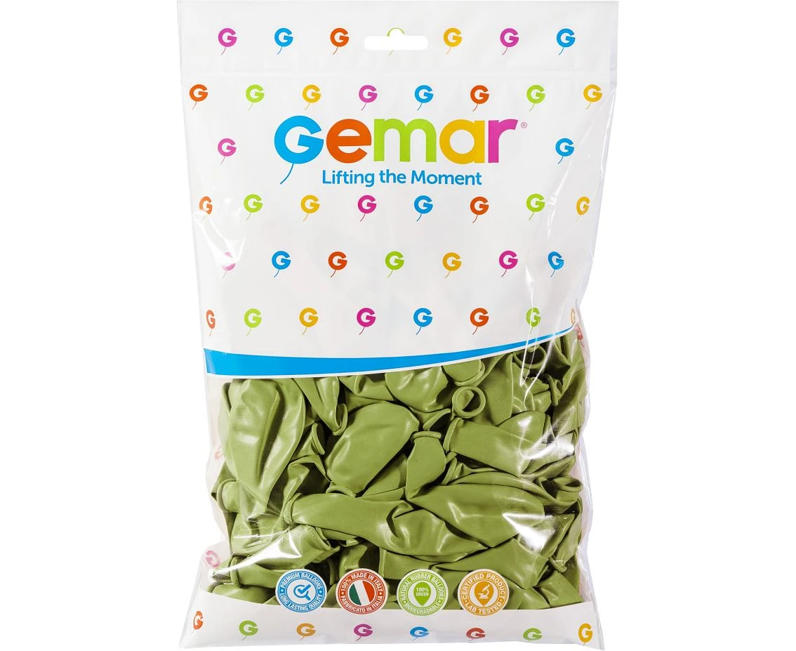 Balony Gemar 12", pastel zielone oliwkowe, 100szt.
