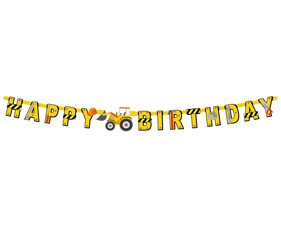 Girlanda papierowa Happy Birthday Plac Budowy, dł. 220 cm