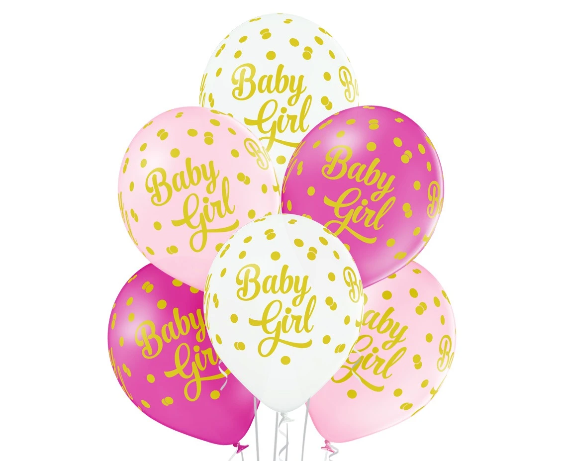 Balony Belbal 12", D11, baby dziewczynka groszki, 6szt.