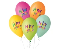 Balony Happy Birthday (gwiazdki), 12 cali/ 5 szt.