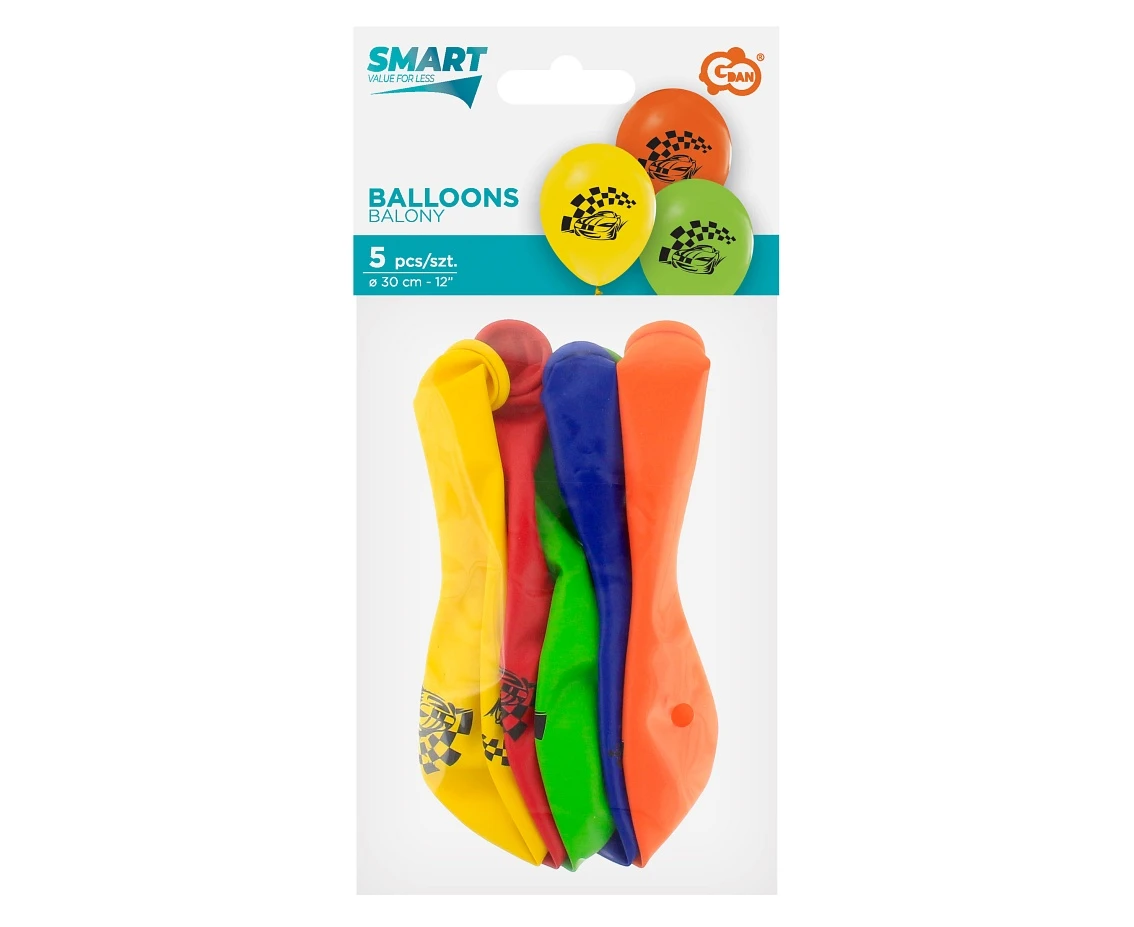 Balony Samochody (wyścigowe), 12"/ 5 szt. KK