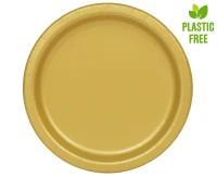 Talerzyki papierowe, złote, 23 cm, 16 szt. (plastic-free)