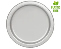 Talerzyki papierowe, srebrne, 23 cm, 16 szt. (plastic-free)