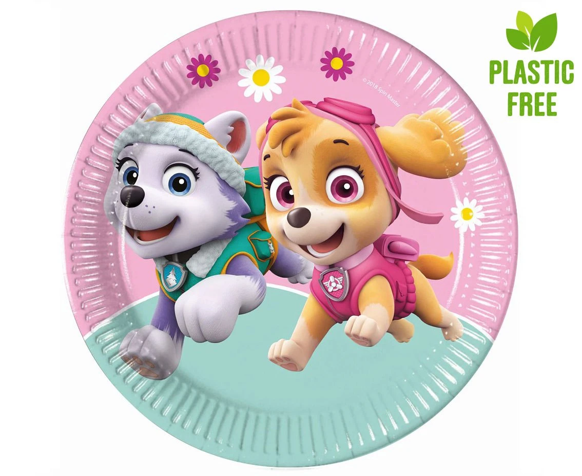Talerzyki papierowe Paw Patrol Skye & Everest (Nickelodeon), next generation, 23cm, 8 szt. (plastic-free)