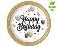 Talerzyki papierowe Milestone Party Happy Birthday, next generation, 23cm, 8 szt.	 (plastic-free)
