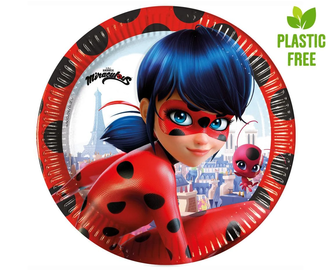 Talerzyki papierowe Miraculous Ladybug (ZAG), next generation, 23cm, 8 szt. (plastic-free)