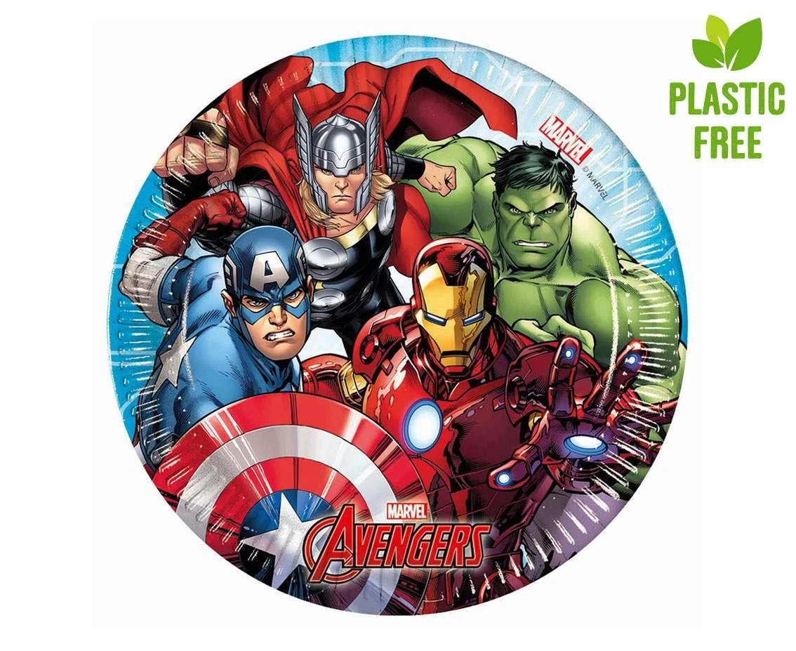 Talerzyki papierowe Mighty Avengers (Marvel), 20 cm, 8 szt. (plastic-free) KK