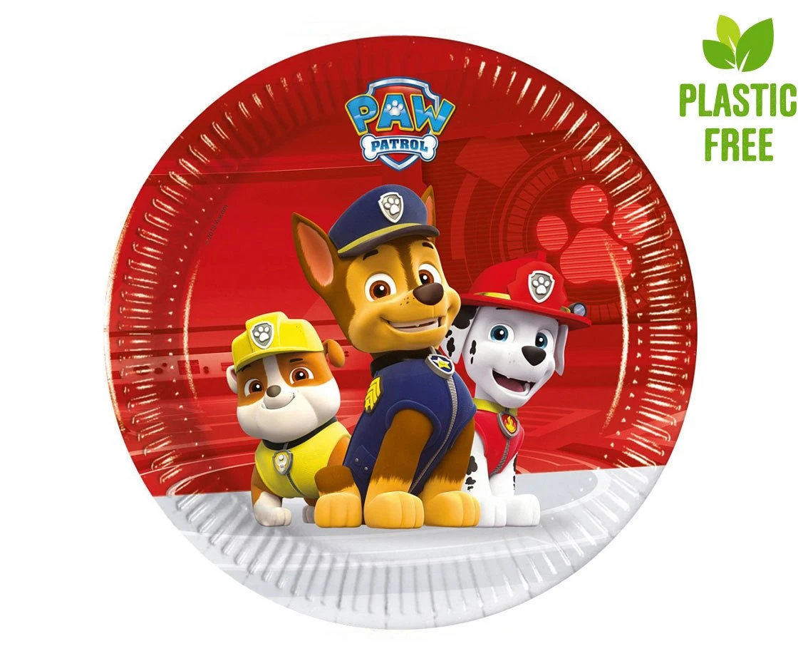 Talerzyki papierowe Paw Patrol Ready for Action (Nickelodeon), next generation, 20cm, 8 szt. (plastic-free) KK
