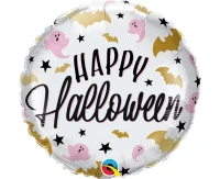 Balon foliowy 18" QL RND "Happy Halloween" (nietoperze i duchy) KK