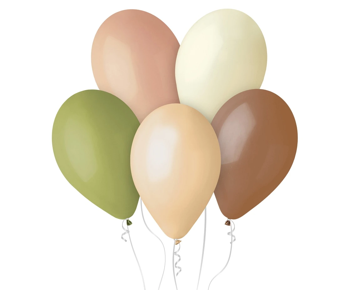Balony Gemar 13", pastel premium hel, kolory natury, 5szt.