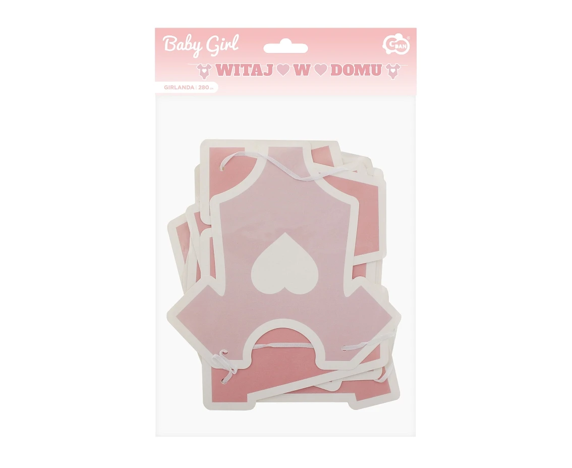 Girlanda papierowa B&G Witaj w domu, różowa, 200 cm