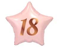 Balon foliowy B&C 18, gwiazda różowa, nadruk różowo-złoty, 19 cali AA