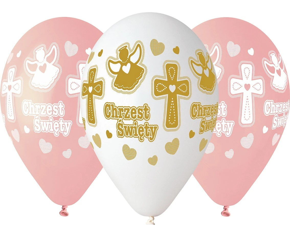 Balony Gemar 13", pastel premium hel chrzest dziewczynki, 25szt. KK