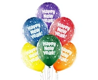 Balony Belbal 12", D11, "Happy New Year" mix, 6szt.