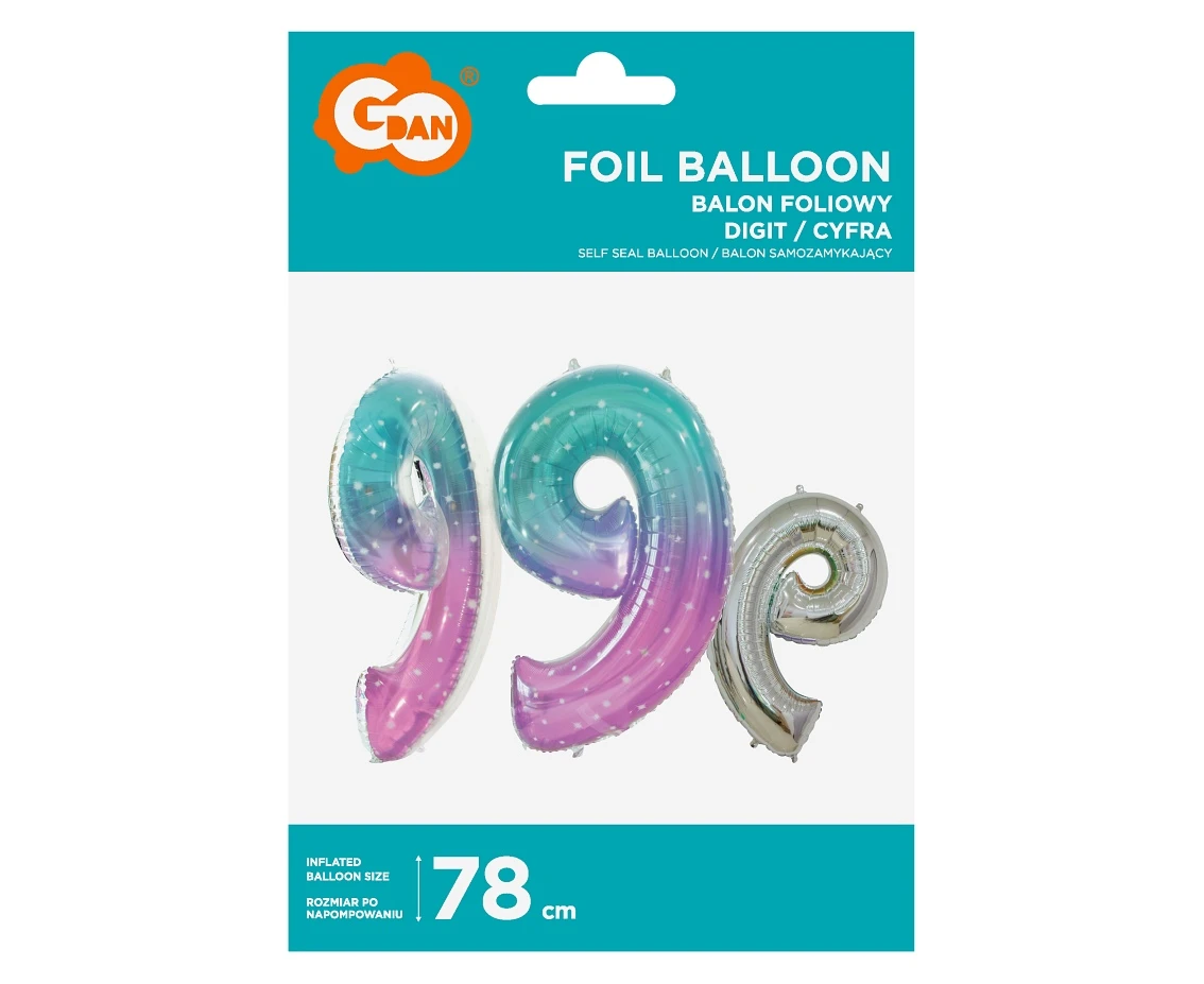 Balon foliowy Cyfra 9, Kosmos, 78 cm KK