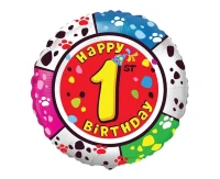 Balon foliowy 18" FX - " Happy Birthday - 1", pakowany