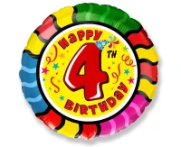 Balon foliowy 18" FX - " Happy Birthday - 4", pakowany