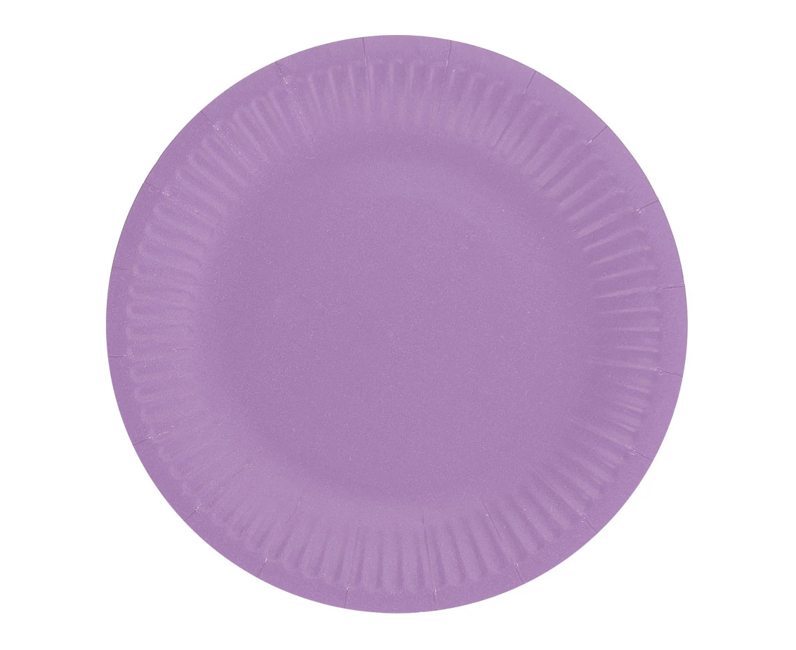 Talerzyki pap. jednokolorowe, lawendowe, certyfikat FSC, 18 cm, 6 szt.