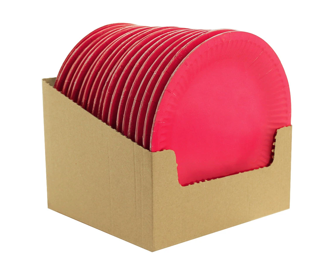 Talerzyki pap. jednokolorowe, magenta, 18 cm, 6 szt.