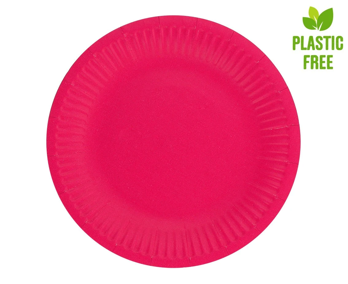 Talerzyki pap. jednokolorowe, magenta, 18 cm, 6 szt.