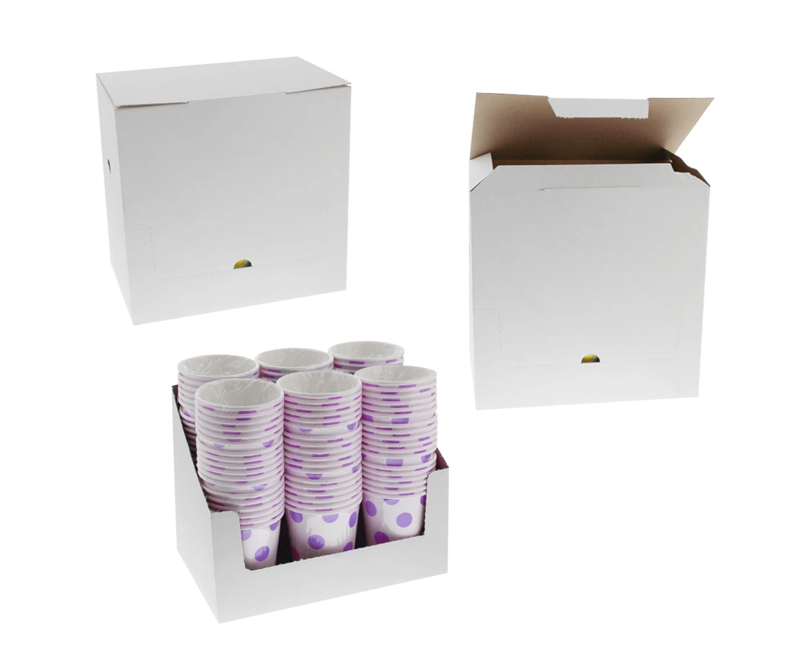 Kubeczki pap. białe, Groszki lawendowe, certyfikat FSC, 250 ml, 6 szt.