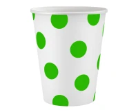 Kubeczki pap. białe, Groszki pistacjowe, 250 ml/ 6 szt. KK