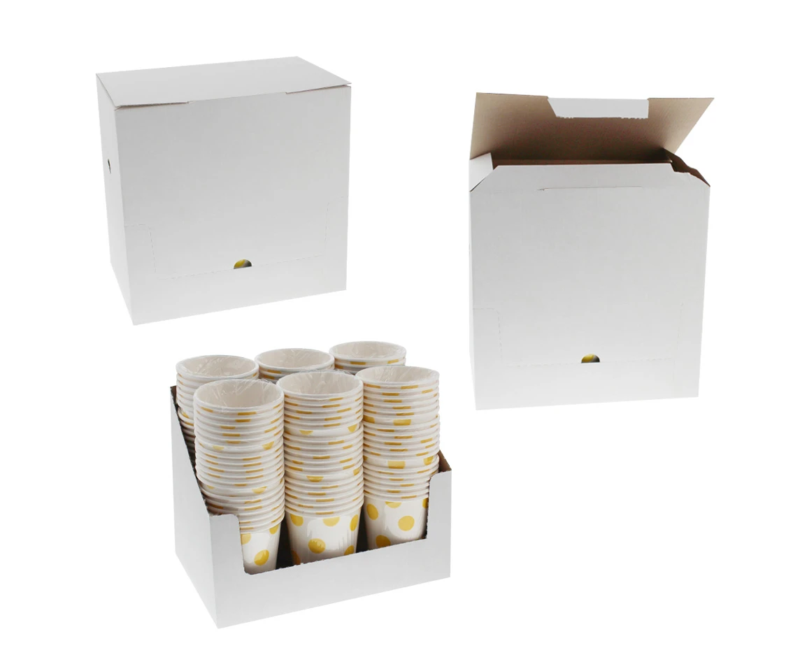 Kubeczki pap. białe, groszki żółte, certyfikat FSC, 250 ml, 6 szt.