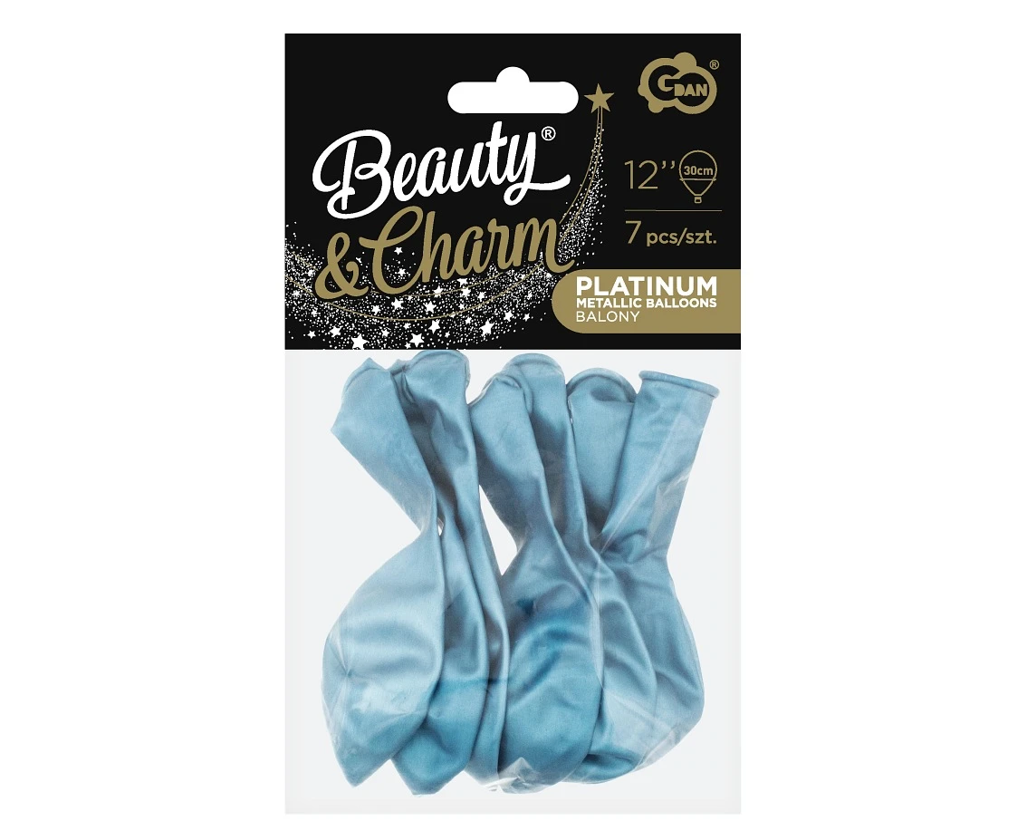 Balony B&C 12", platyna jasnoniebieskie, 7szt.