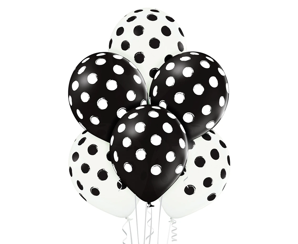 Balony Belbal 12", D11, pędzel w groszki, 6szt.
