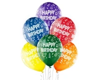 Balony Belbal 12", D11, "Happy Birthday", 6szt.