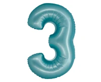 Balon foliowy Smart, Cyfra 3, j. niebieska matowa, 76 cm KK