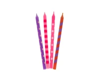 Świeczki urodzinowe Kolorowe grochy, różowy mix, 12 cm, 16 szt.