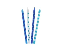 Świeczki urodzinowe Kolorowe grochy, niebieski mix, 12 cm, 16 szt.