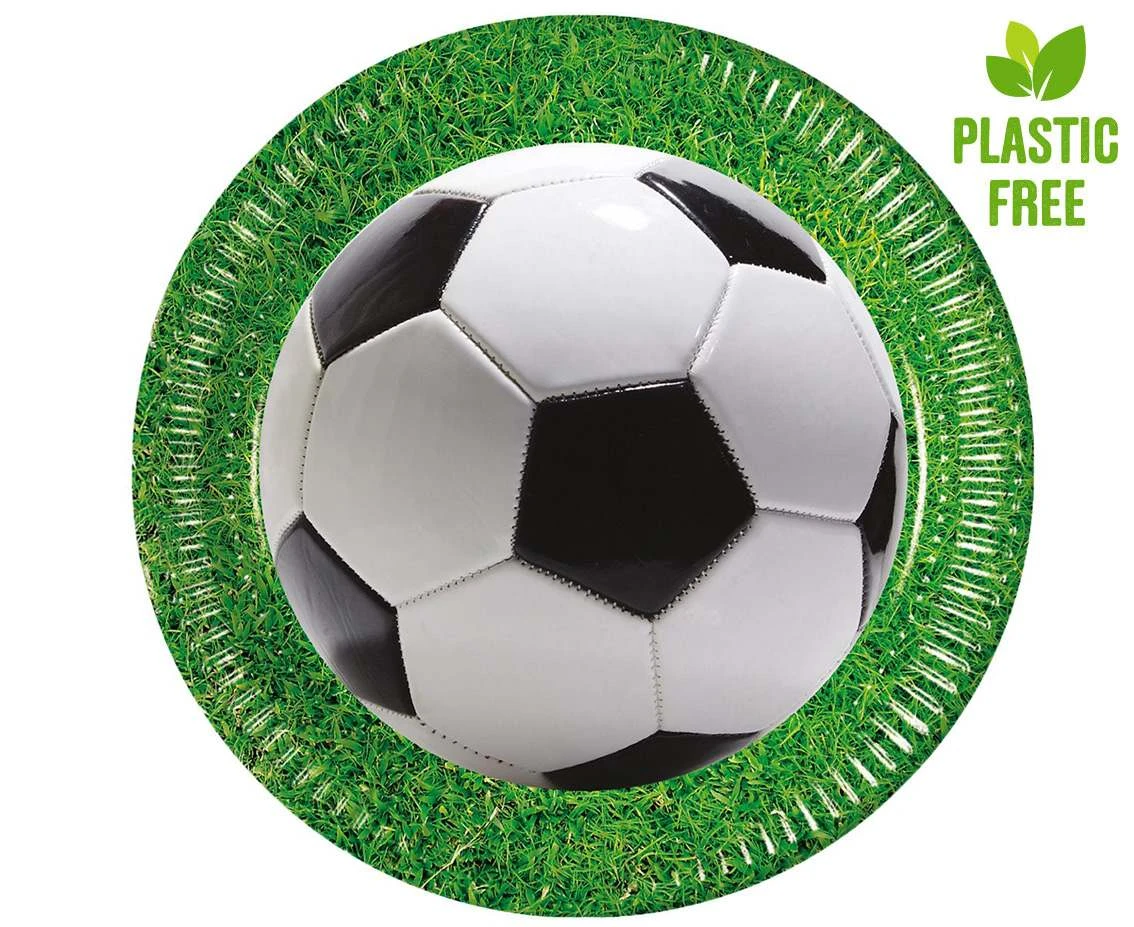 Talerzyki papierowe Football Party, next generation, 23cm, 8 szt. (plastic-free) KK