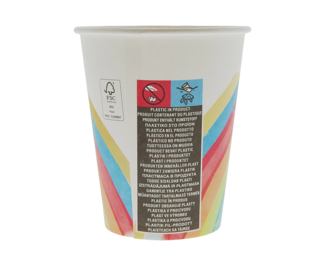 Kubeczki papierowe (WM) Rainbow Party, 200 ml, 8 szt. (SUP label)