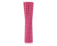Rurki (słomki) pap. magenta w białe groszki, 6x197 mm / 40 szt. KK