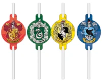 Rurki (słomki) papierowe z medalionem Harry Potter Hogwarts Houses, 4 szt. KK