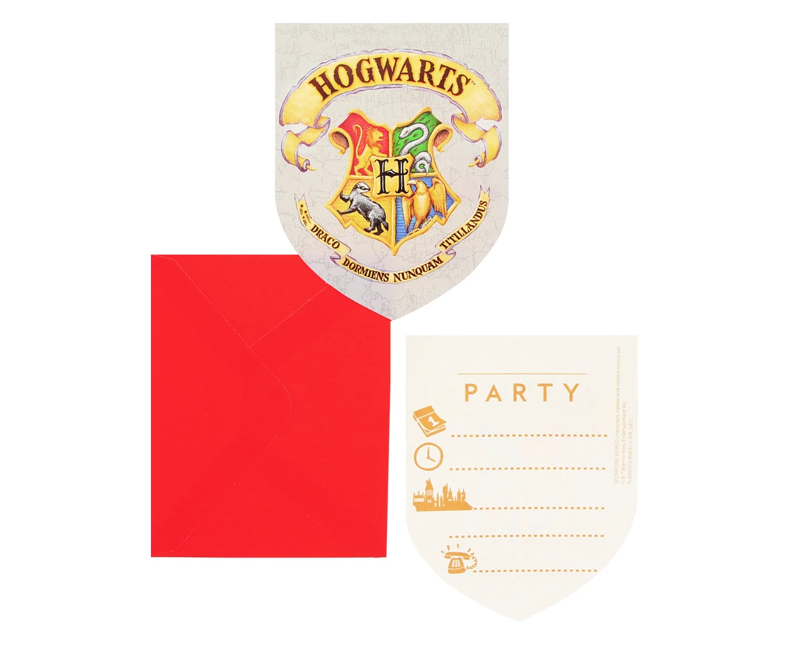 Zaproszenia z kopertą "Harry Potter Hogwarts Houses", 6 szt. (papier FSC) KK