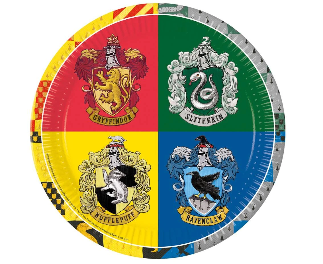 Talerzyki papierowe Harry Potter Hogwarts Houses, next generation, 23cm, 8 szt. (plastic-free) KK