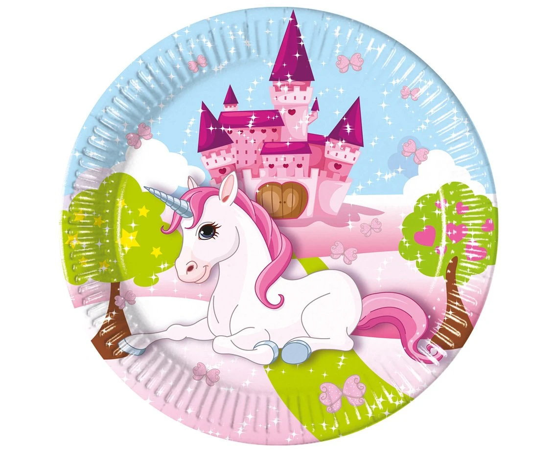 Talerzyki papierowe Unicorn, next generation, 20cm, 8 szt. (plastic-free) KK
