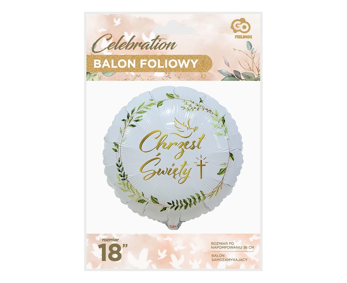 Balon foliowy Chrzest Święty (gołąbek i krzyż), 18 cali  AA