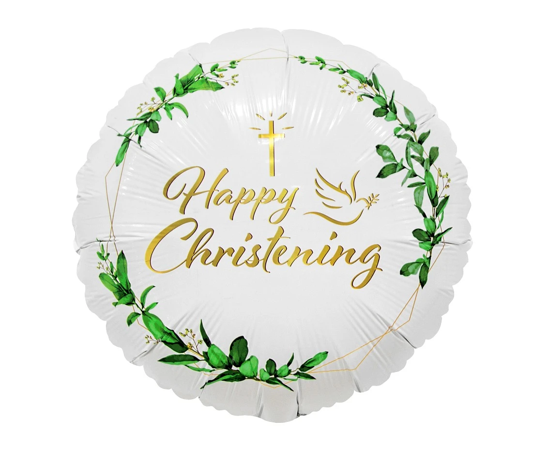 Balon foliowy Happy Christening (krzyż i gołąbek), 18" KK